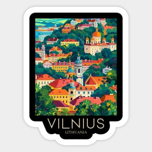 A Pop Art Travel Print of Vilnius - Lithuania Sticker